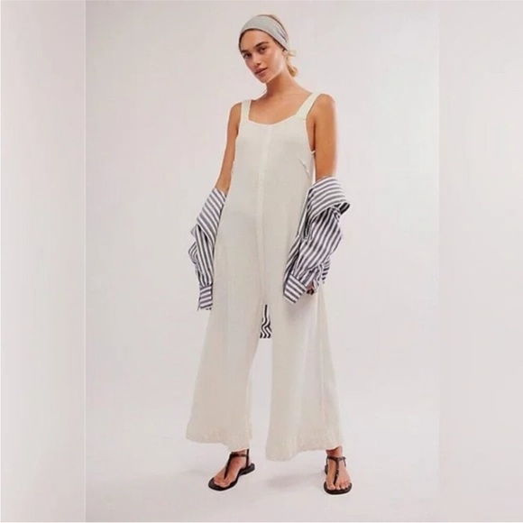 NWOT Free People Callie One-Piece Jumpsuit White Off-white - Picture 2 of 9